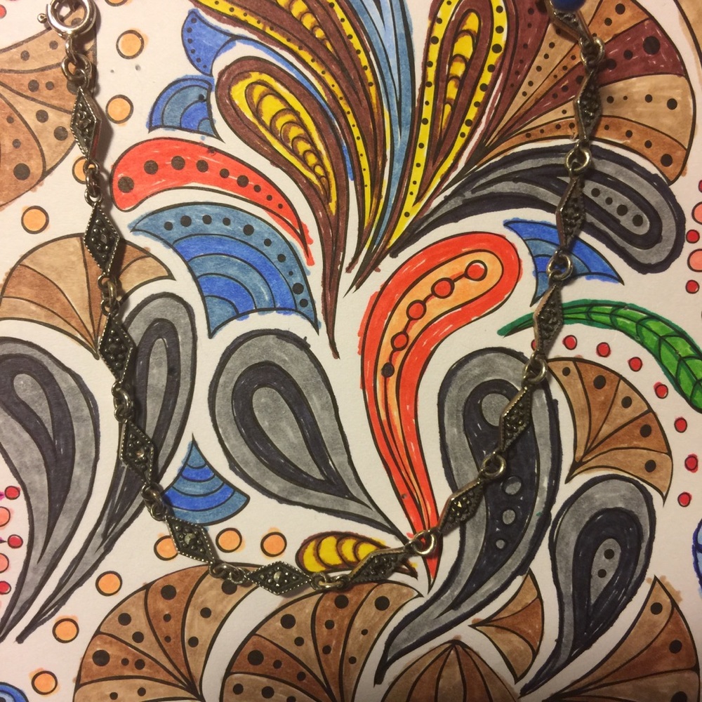 925 Vintage Sterling Silver Marcasite Bracelet